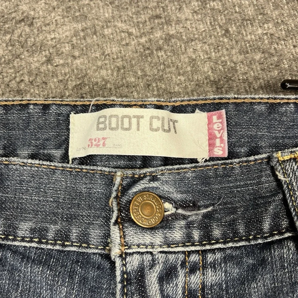 Vintage Y2K Levis 527 Jeans 36X34 Blue Fading Whiskering Slim Bootcut Western #2